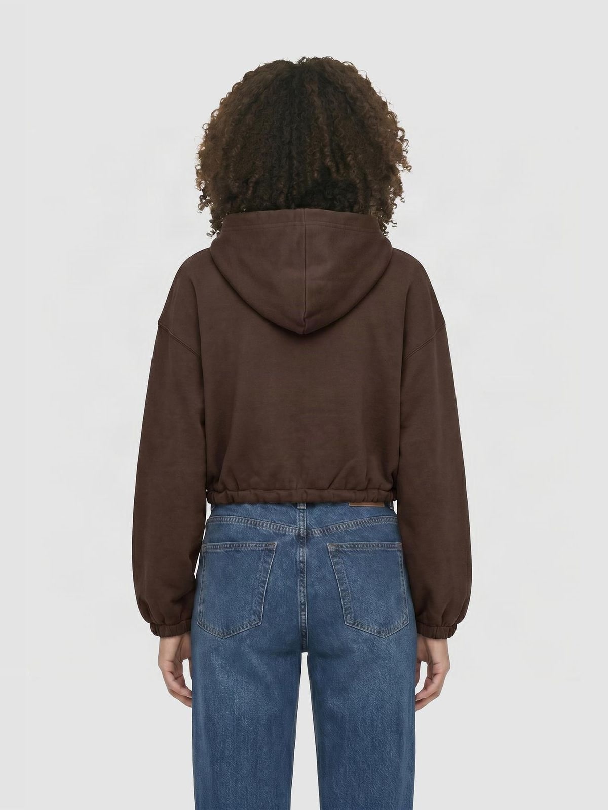 Γυναικείο cropped hoodie με φερμουάρ Fluffy Cropped Zip Hoodie TB8635-14274 Urban Classics chocolatebrown