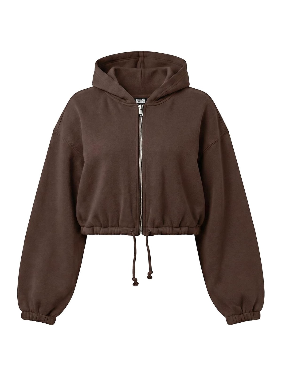 Γυναικείο cropped hoodie με φερμουάρ Fluffy Cropped Zip Hoodie TB8635-14274 Urban Classics chocolatebrown