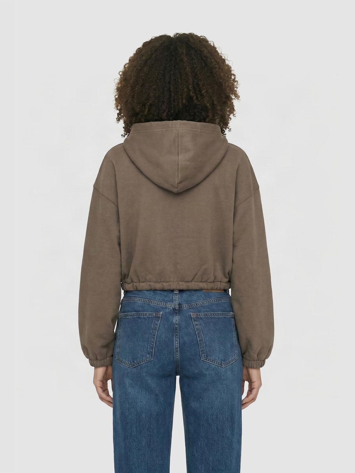 Γυναικείο cropped hoodie με φερμουάρ Fluffy Cropped Zip Hoodie TB8635-23646 Urban Classics deeptaupe