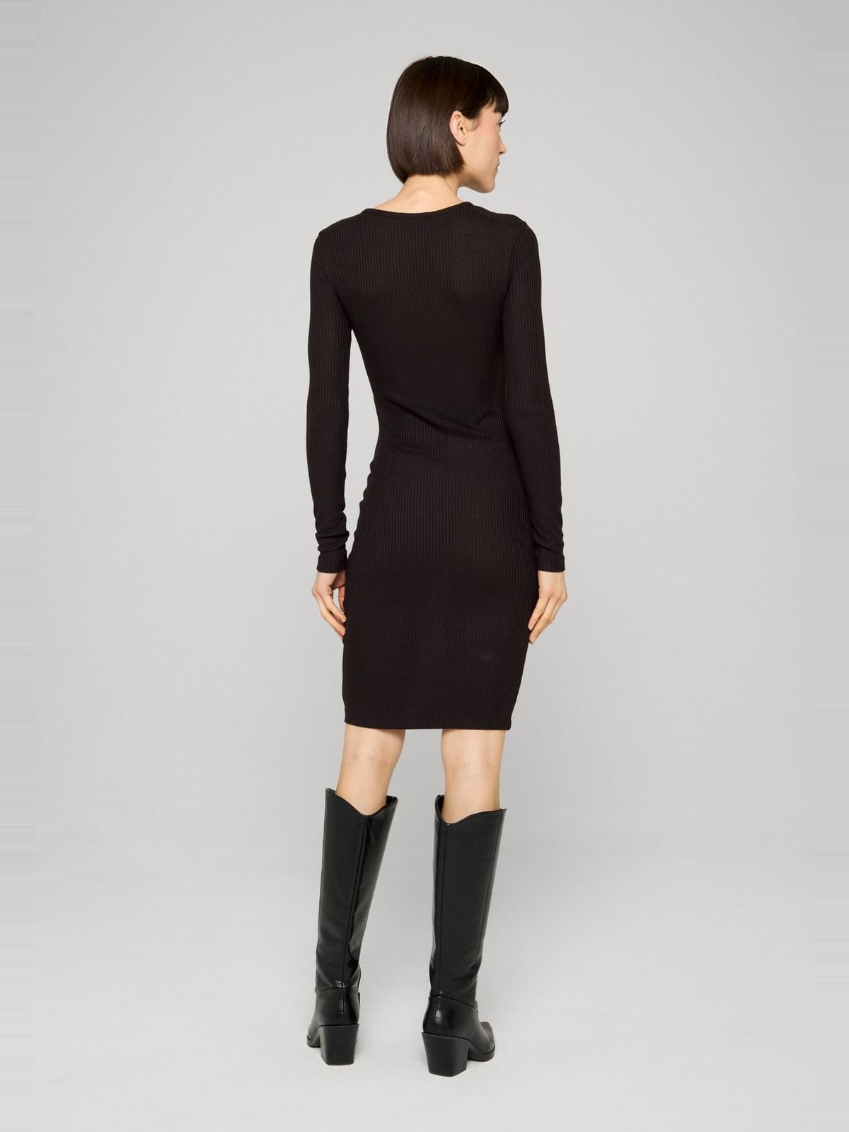 Φόρεμα Ladies Rib με εφαρμοστή γραμμή και ψηλή λαιμόκοψη TB1340-00007 Urban Classics black