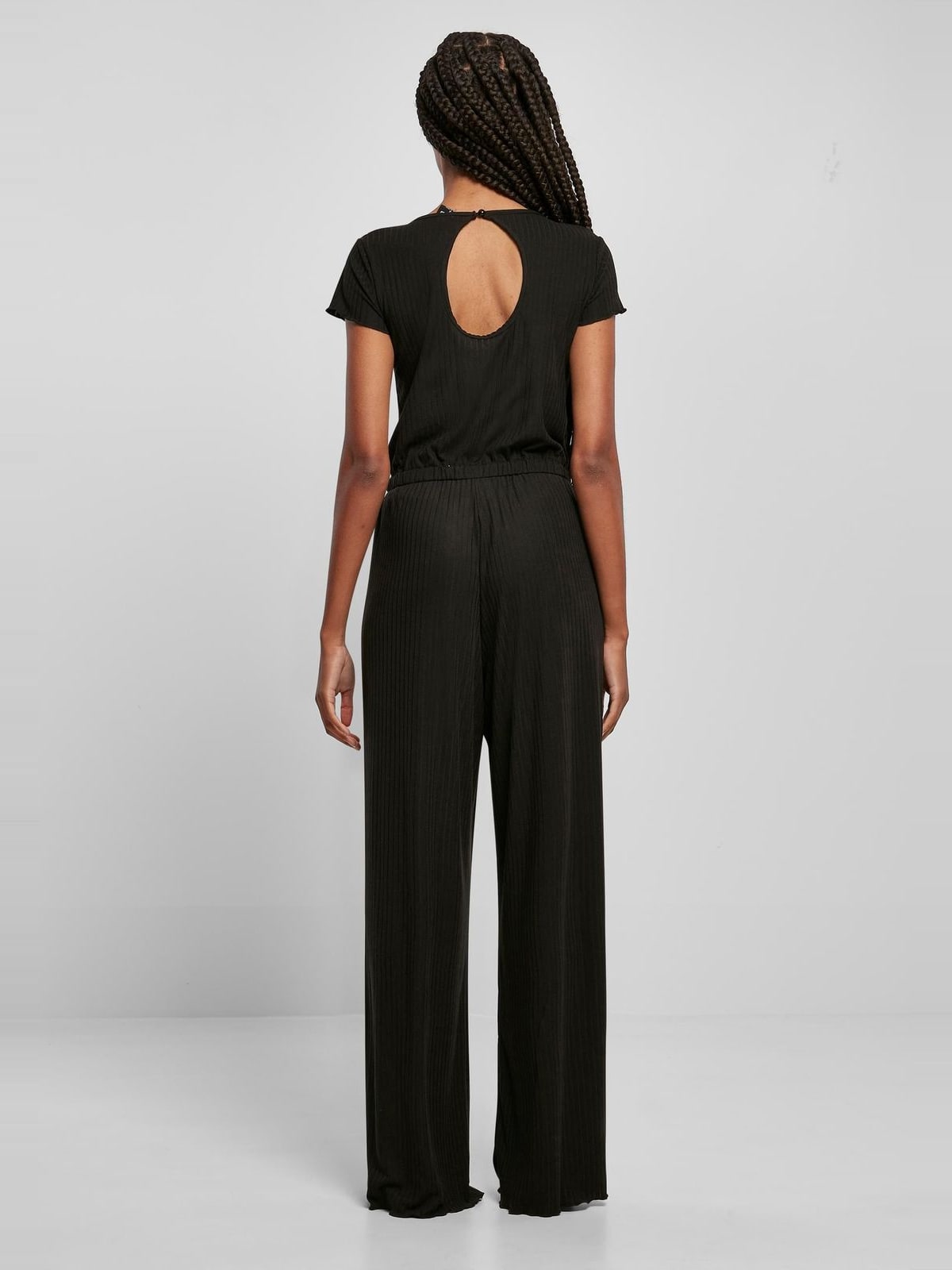 Γυναικείο jumpsuit Ladies Rib Wide Leg με ελαστική μέση TB5068-00007 Urban Classics black