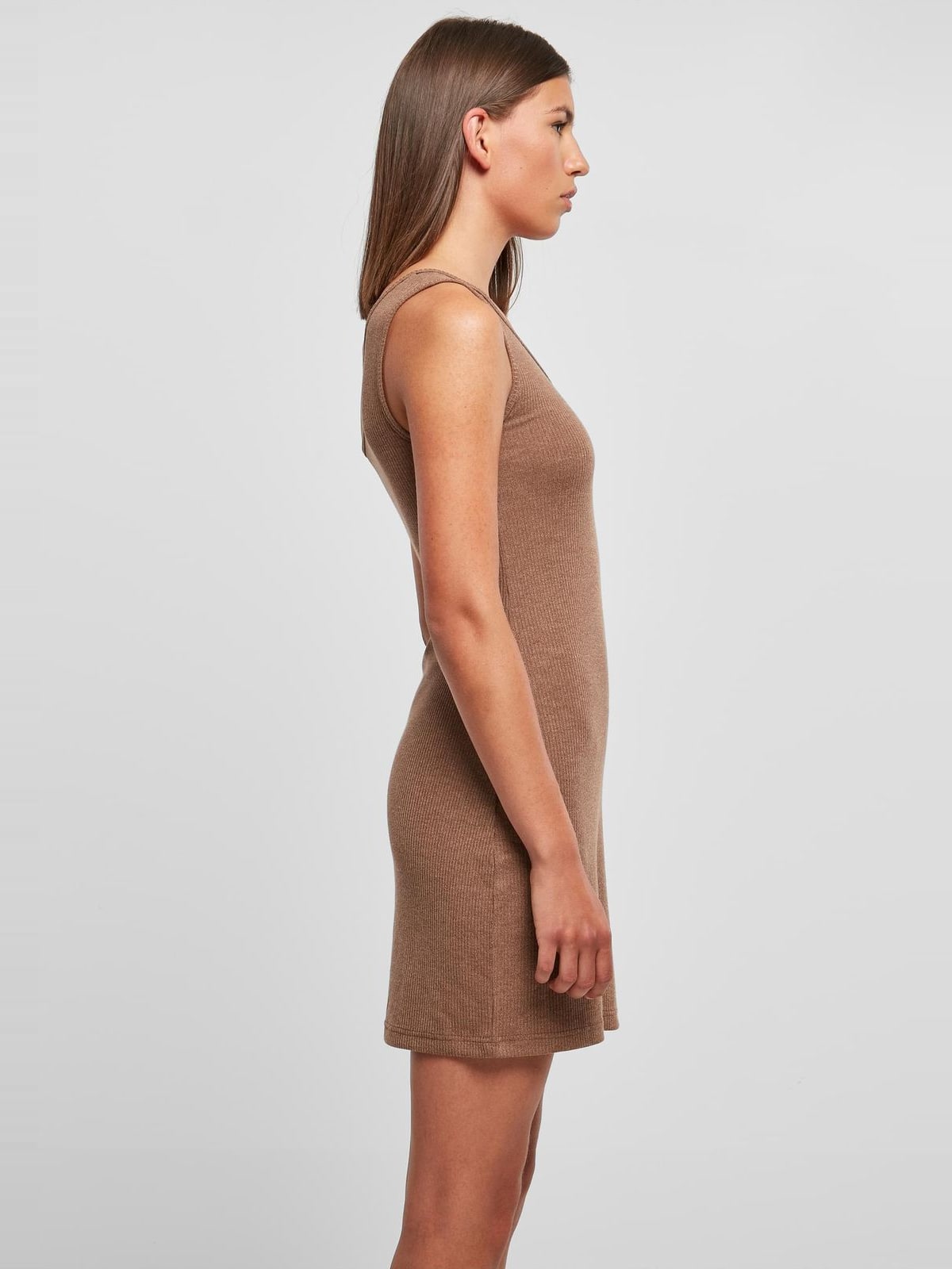 Φόρεμα Ladies Rib One Shoulder Dress με ελεύθερο ώμο TB5972-03254 Urban Classics darkkhaki