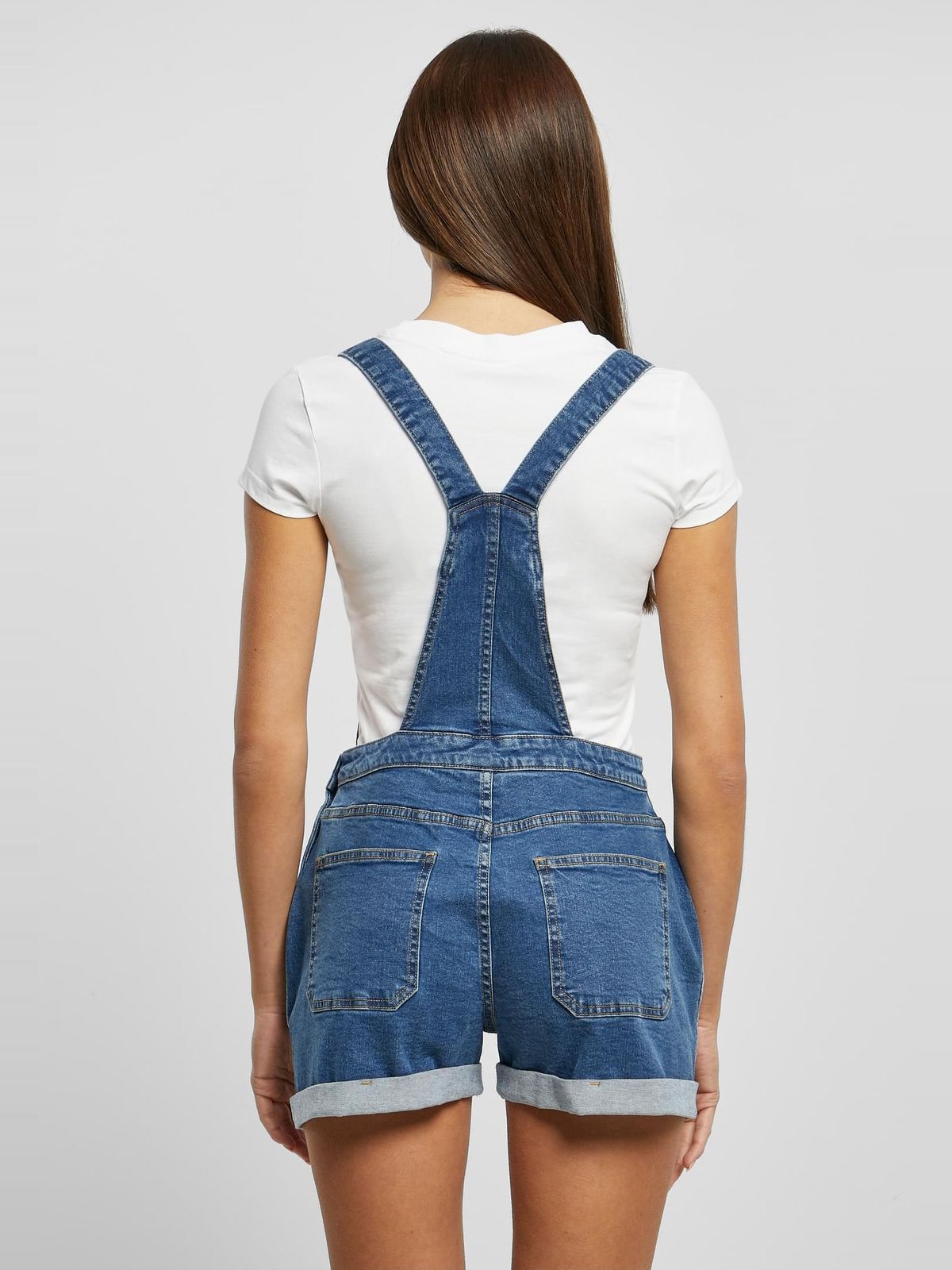 Γυναικείο σορτς φόρεμα Ladies Essentials Short Dungaree με ρυθμιζόμενους ιμάντες TB5990-03673 Urban Classics clearblue washed