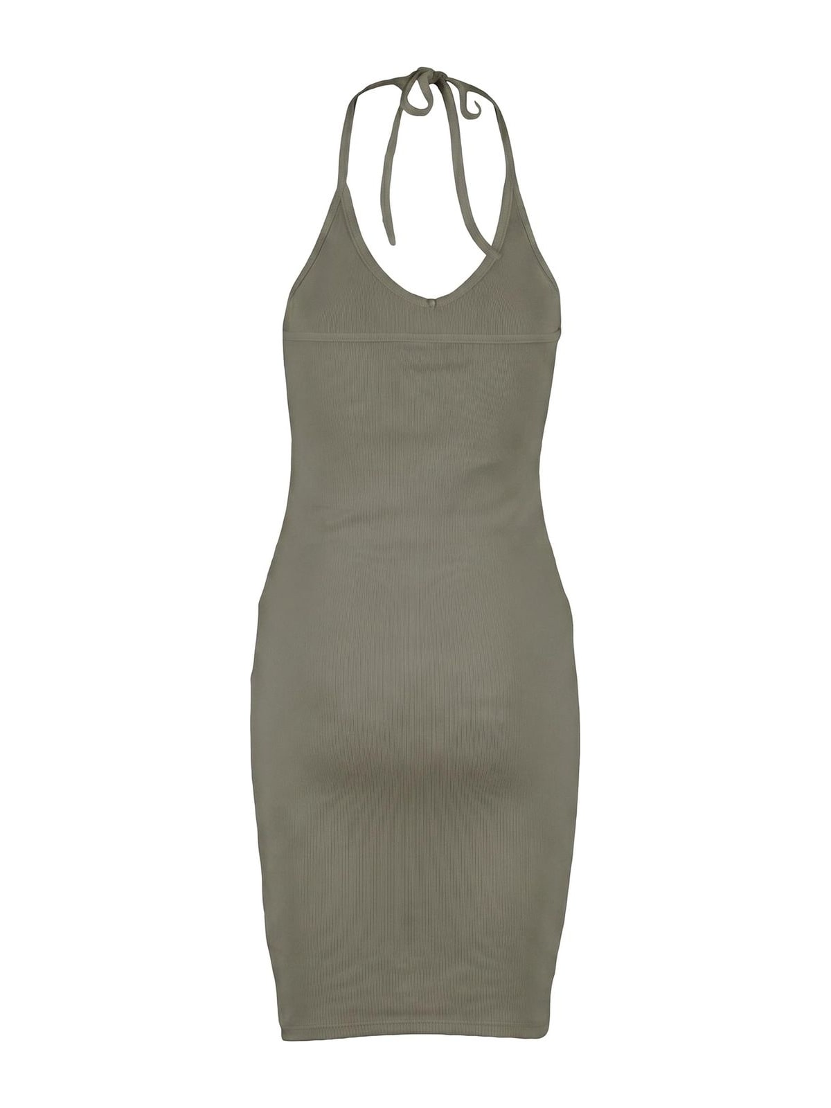 Γυναικείο φόρεμα Rib Jersey Neckholder με εφαρμοστή γραμμή TB7547-18328 Urban Classics paleolive