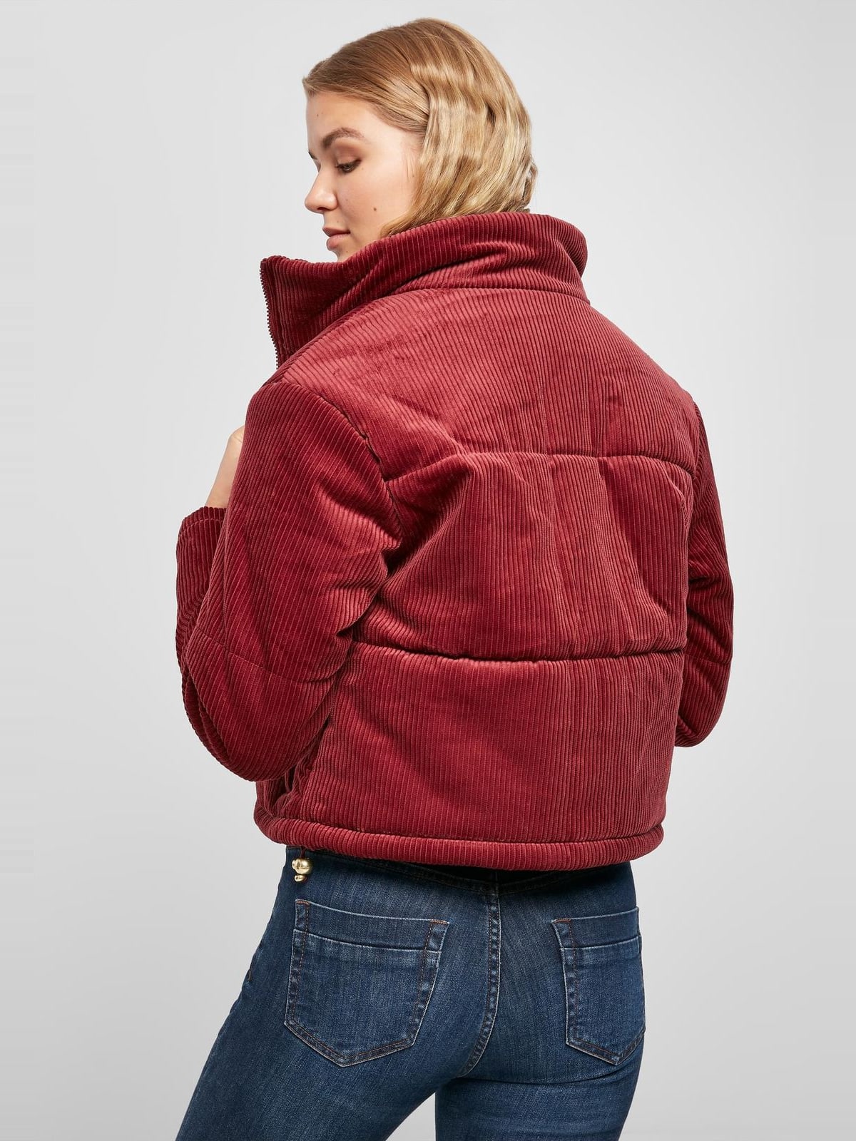 Γυναικείο μπουφάν Corduroy Puffer με γεμισμένη βάτα TB3769-00606 Urban Classics burgundy