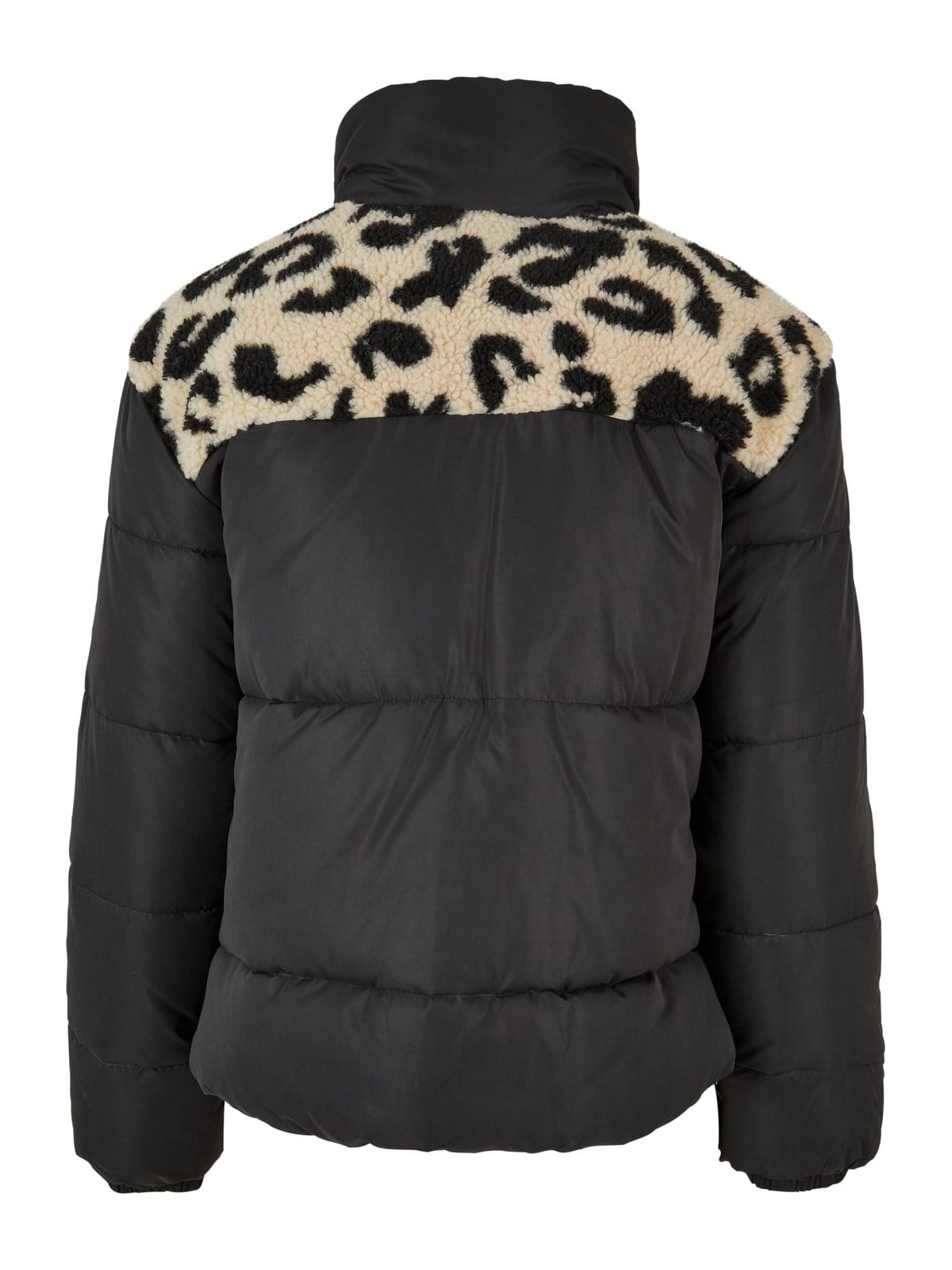 Γυναικείο μπουφάν AOP Sherpa Mixed Puffer με γούνινη επένδυση TB5439-04253 Urban Classics black/sandleo