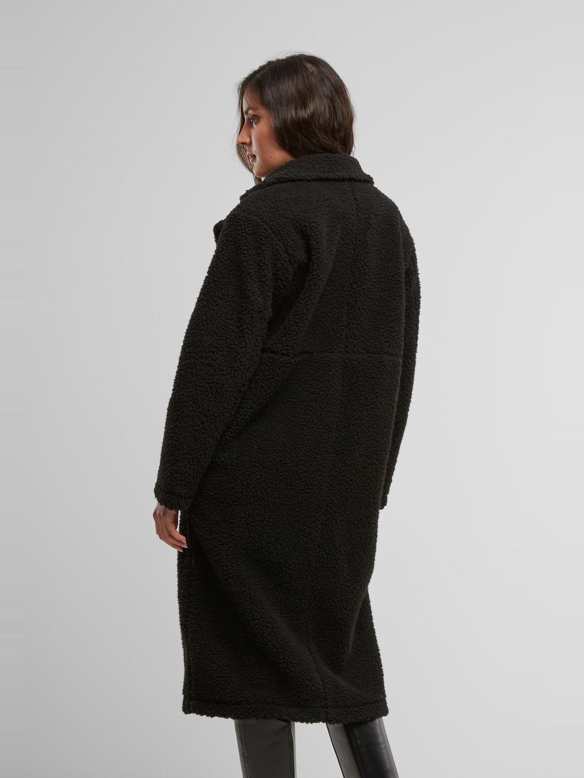 Γυναικείο μακρύ παλτό Teddy Long Coat από sherpa ύφασμα TB7936-00007 Urban Classics black