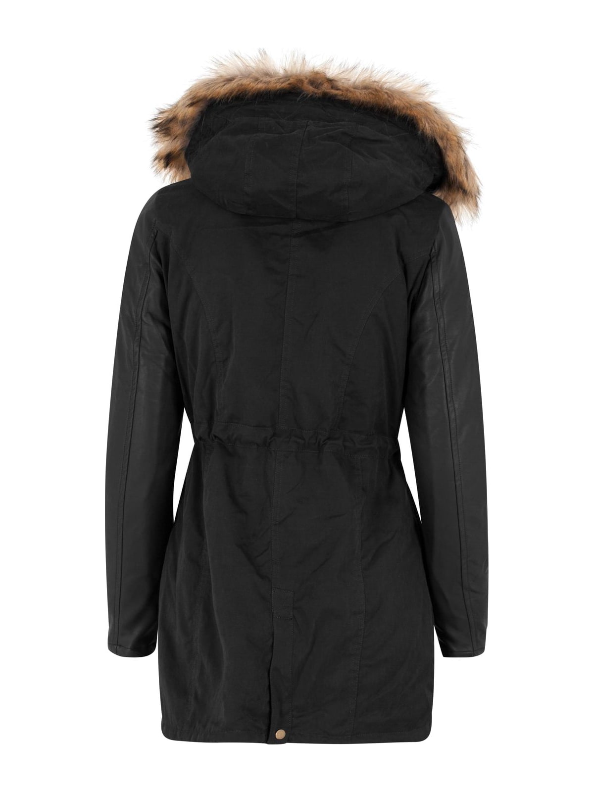 Γυναικείο μπουφάν Ladies Synthetic Leather Sleeve Parka με αποσπώμενη γούνα TB1091-00017 Urban Classics blk/blk