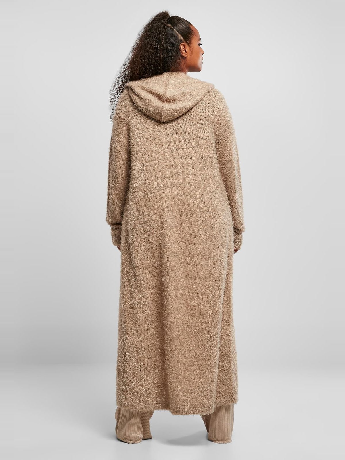 Μακρύ cardigan με κουκούλα Ladies Hooded Feather Cardigan TB1750-03257 Urban Classics softtaupe