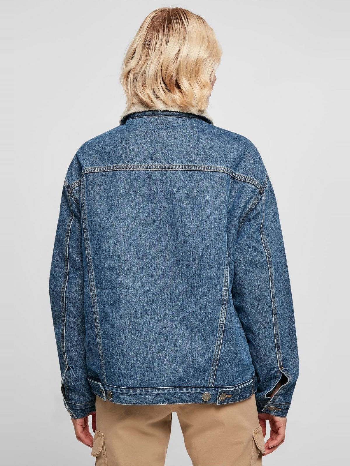 Γυναικείο Oversized Sherpa Denim Jacket με επένδυση από sherpa TB5077-03673 Urban Classics clearblue washed