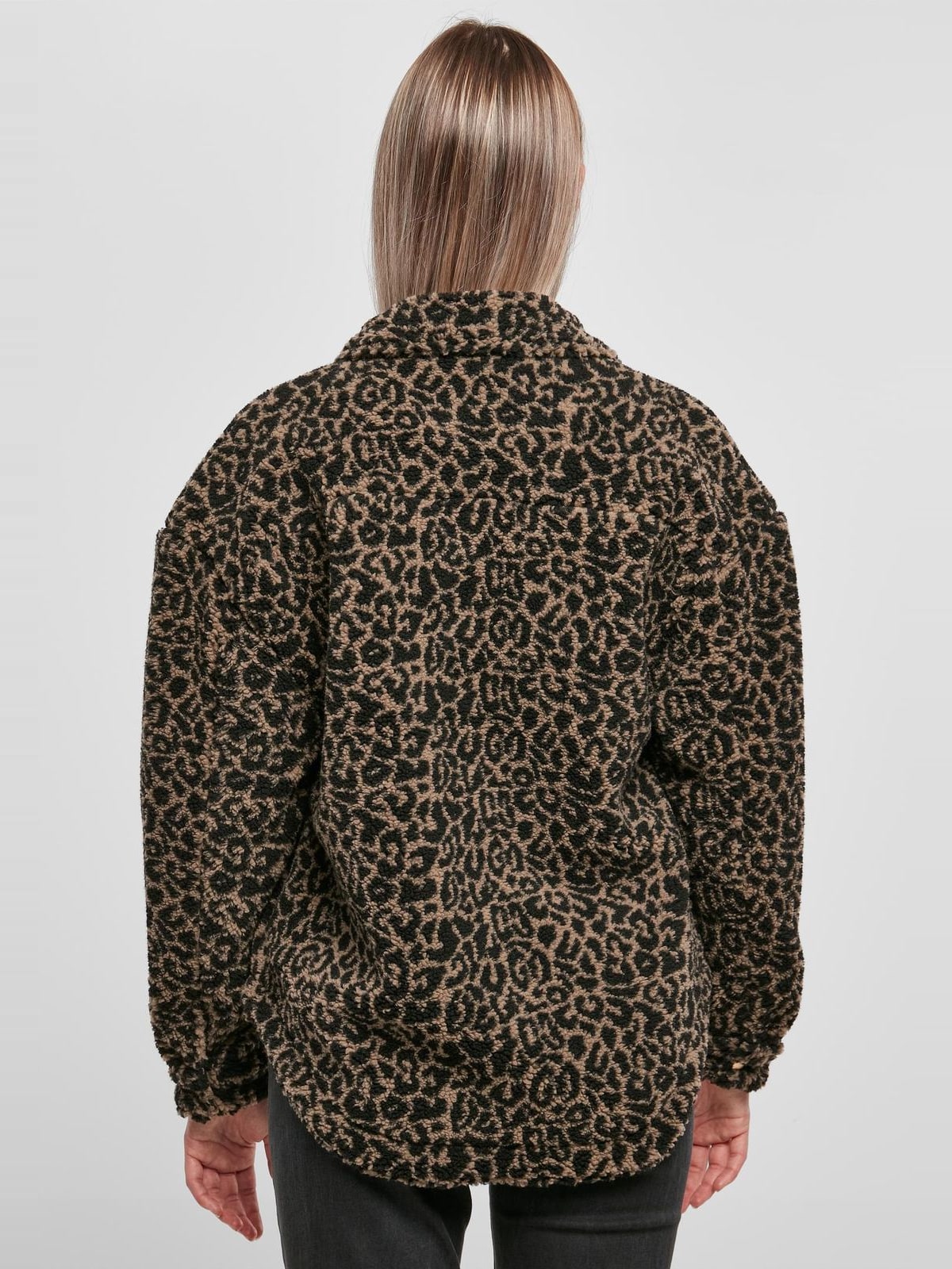 Ladies AOP Sherpa Overshirt με oversized εφαρμογή TB5078-04009 Urban Classics darktaupeleo