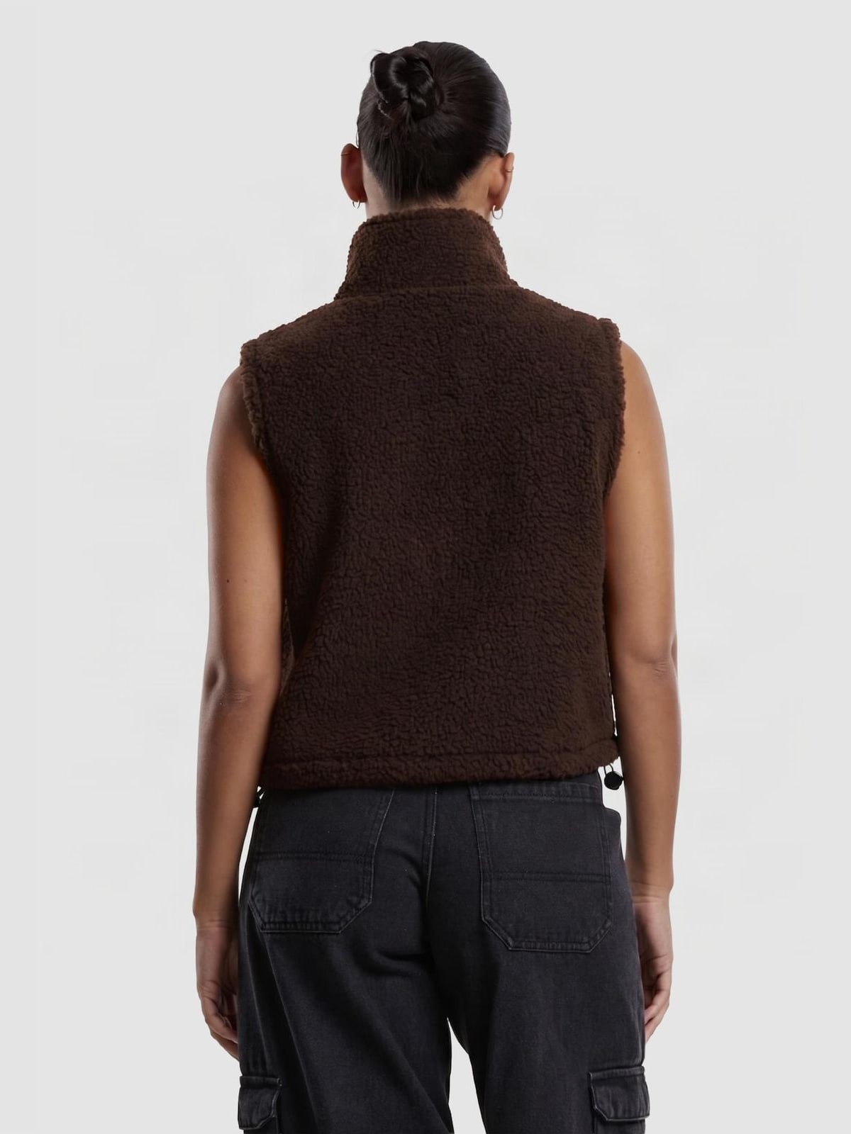 Ladies Short Sherpa Vest με ζεστό sherpa fleece TB7087-00075 Urban Classics brown