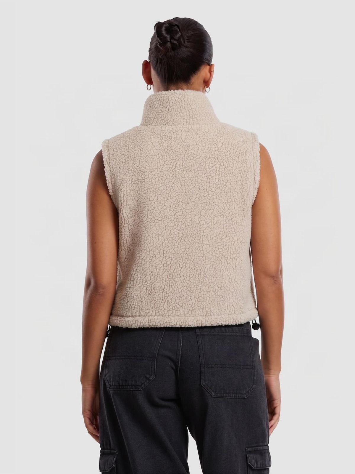 Ladies Short Sherpa Vest με ζεστό sherpa fleece TB7087-02903 Urban Classics whitesand