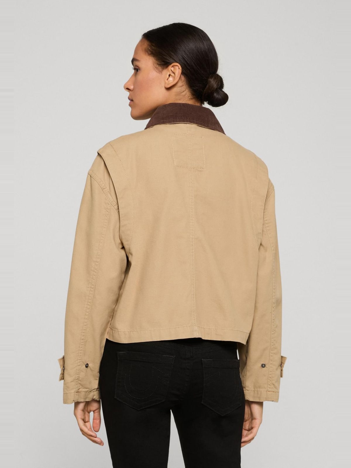 Γυναικείο μπουφάν Ladies Workwear Cropped Cotton με ρυθμιζόμενους ιμάντες TB7726-03738 Urban Classics unionbeige