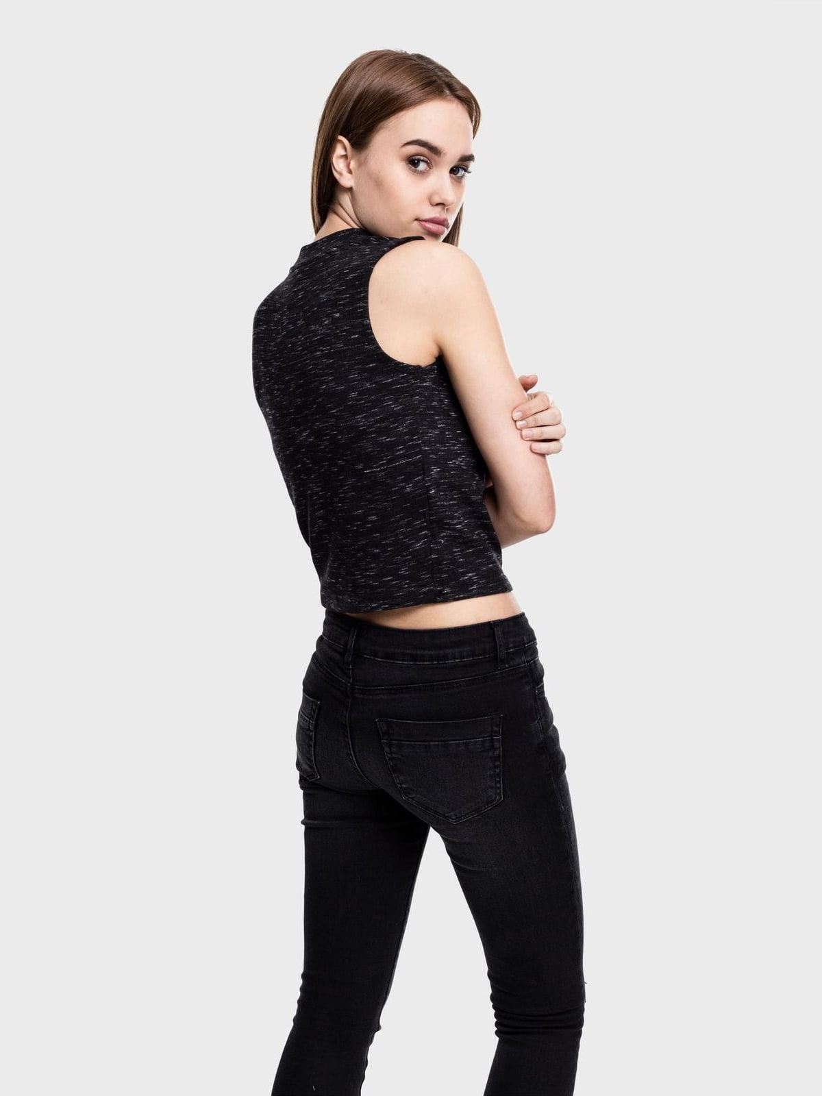 Γυναικεία μπλούζα Ladies Space Dye Top με ψηλό γιακά TB1520-00050 Urban Classics blk/wht