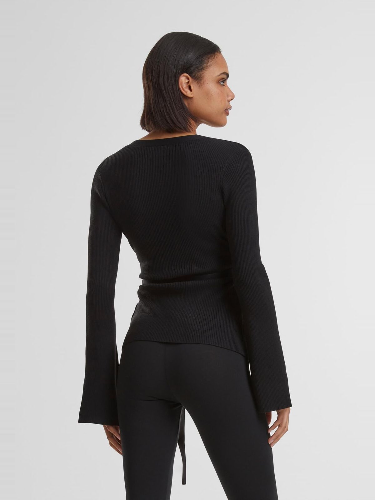Γυναικείο πλεκτό τοπ Ladies Rib Knit Wrapped Cardigan με ζώνη TB5088-00007 Urban Classics black