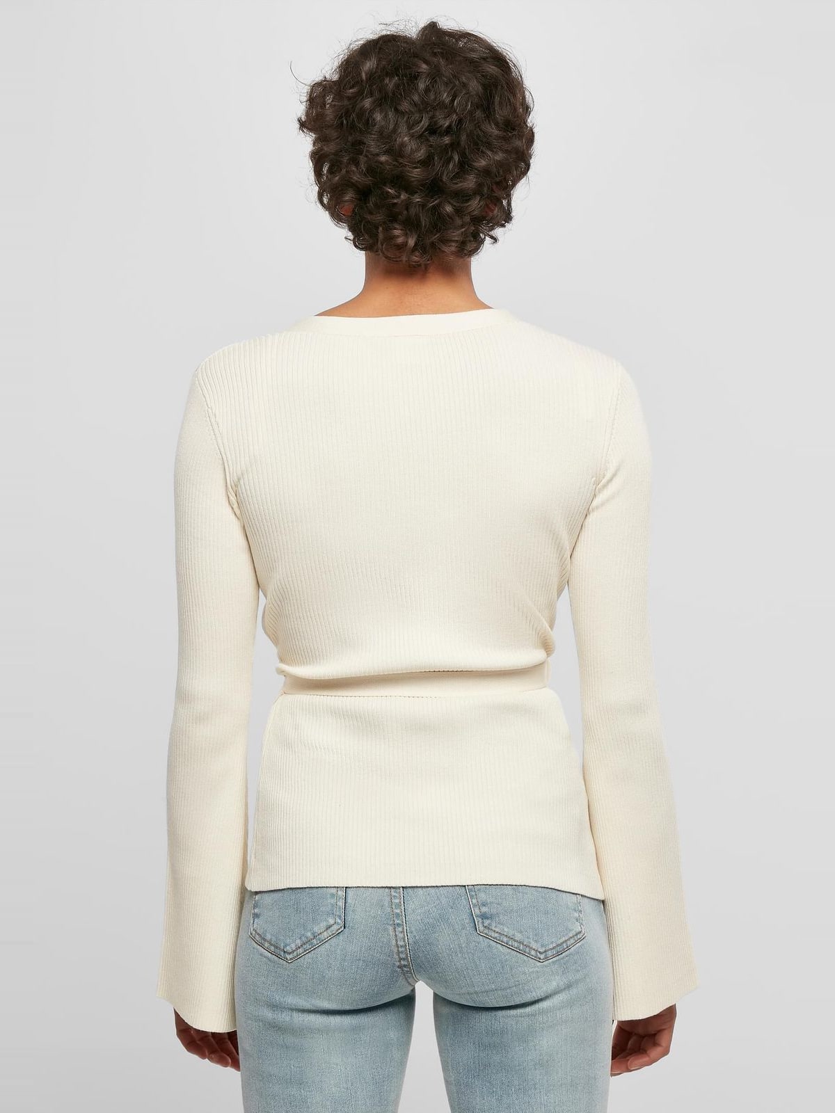 Γυναικείο πλεκτό τοπ Ladies Rib Knit Wrapped Cardigan με ζώνη TB5088-02903 Urban Classics whitesand