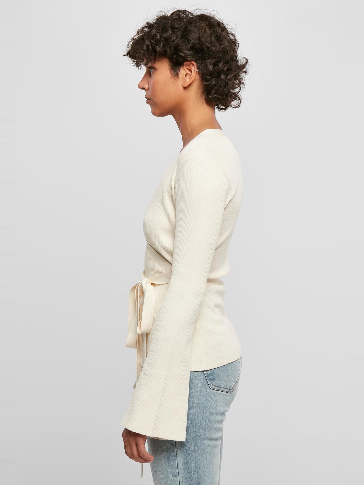 Γυναικείο πλεκτό τοπ Ladies Rib Knit Wrapped Cardigan με ζώνη TB5088-02903 Urban Classics whitesand