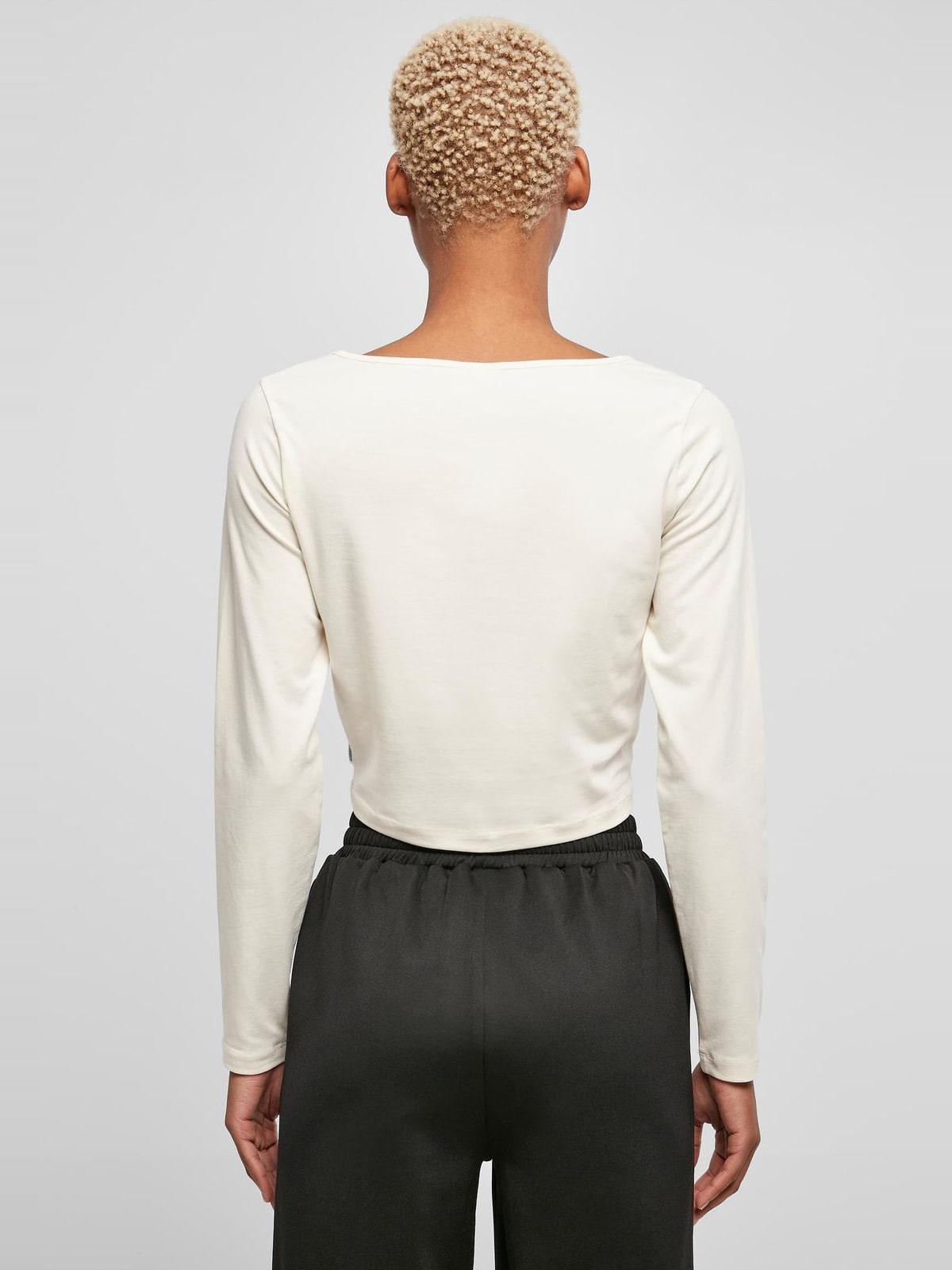 Γυναικεία μπλούζα Ladies Essentials Wide Neck Cropped Longsleeve ελαστική TB5477-02903 Urban Classics whitesand