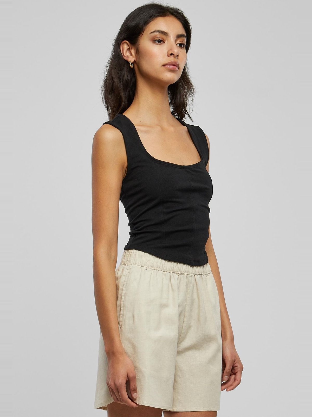 Κομψό τοπ Ladies Short Corsage με λεπτομέρεια corsage TB5992-00007 Urban Classics black