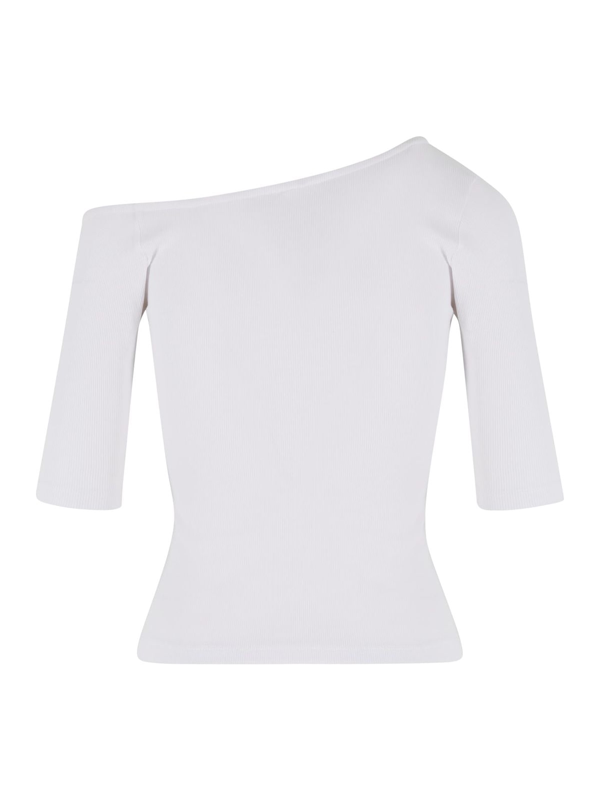 Γυναικεία μπλούζα Ladies Essentials Asymmetric Rib Tee με λαιμόκοψη ενός ώμου TB7096A-03168 Urban Classics white+white