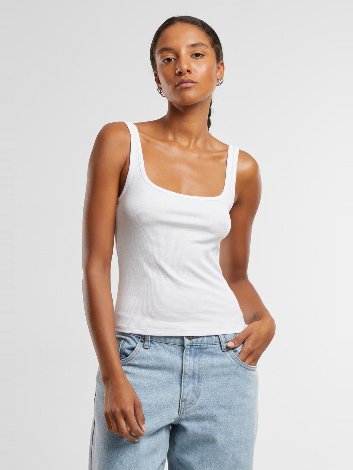 Γυναικείο αμάνικο top Ladies Wide Neck Rib Top 2-Pack με τετράγωνη λαιμόκοψη TB7513A-03102 Urban Classics black+white