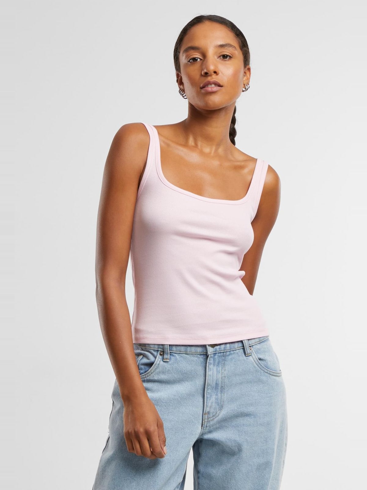 Γυναικείο αμάνικο top Ladies Wide Neck Rib Top 2-Pack με τετράγωνη λαιμόκοψη TB7513A-20669 Urban Classics white+blushedrose