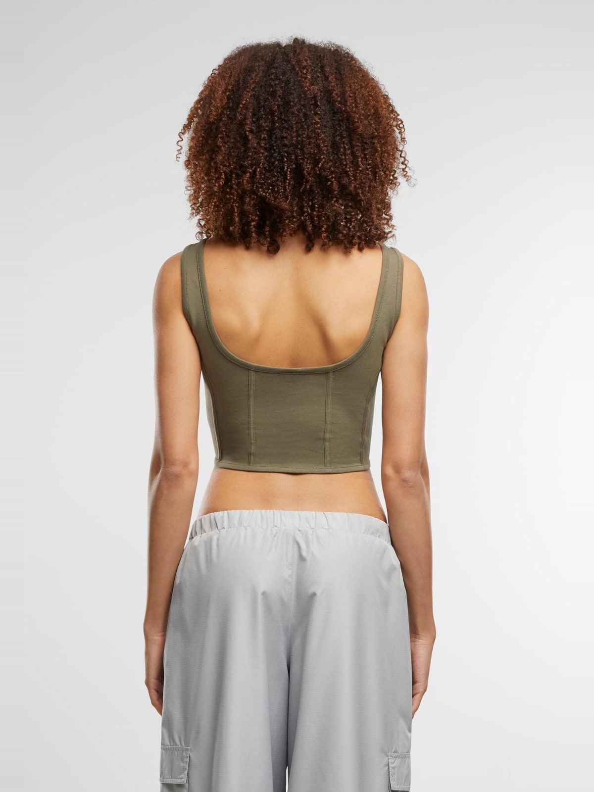Γυναικεία μπλούζα Jersey Corsage Top με κλασικό σχέδιο κορσέ TB7534-00176 Urban Classics olive