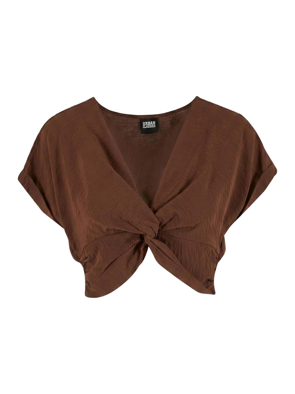 Γυναικεία μπλούζα Knotted V-Neck Top με κόμπο λεπτομέρεια TB8277-21859 Urban Classics cinnamonbrown