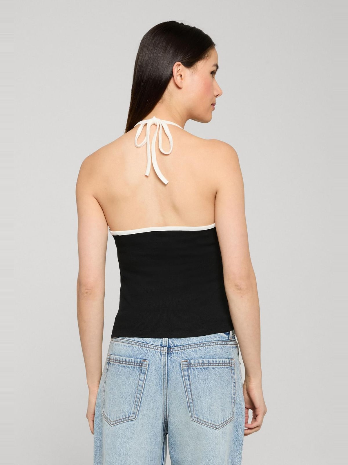 Γυναικείο Top Contrast Piping Neckholder με ελαστικό ύφασμα TB8352-00007 Urban Classics black