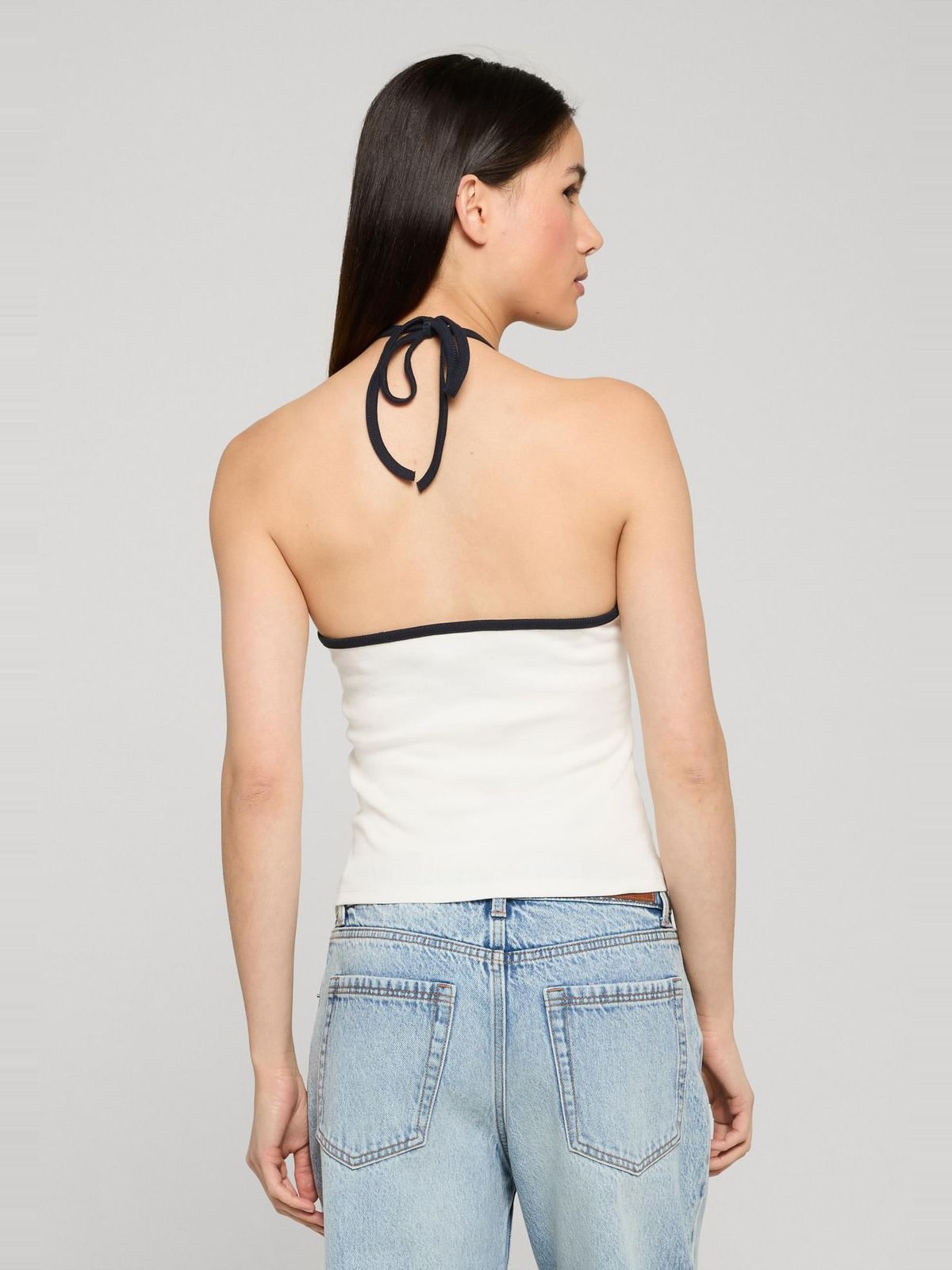 Γυναικείο Top Contrast Piping Neckholder με ελαστικό ύφασμα TB8352-00555 Urban Classics offwhite