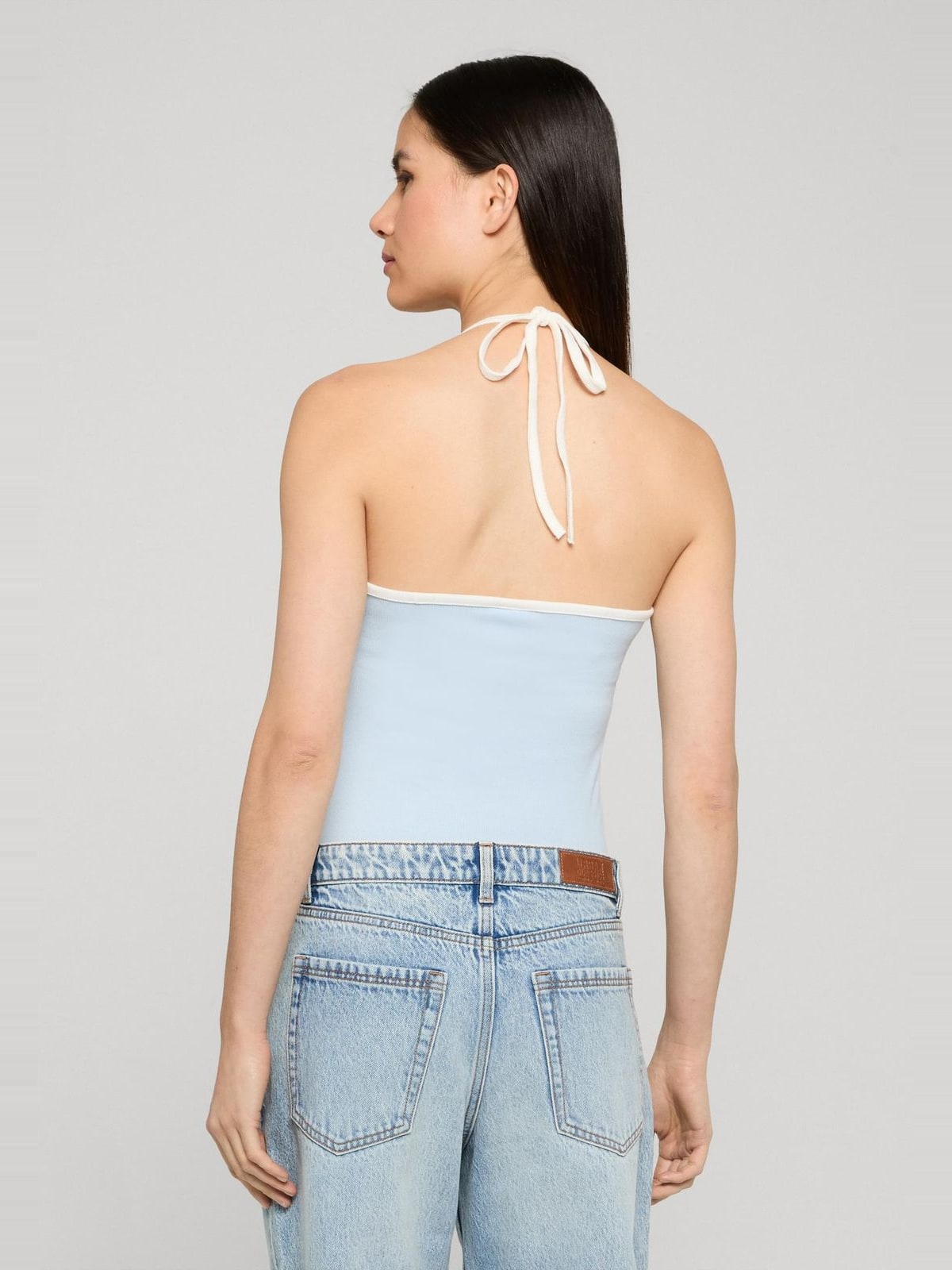 Γυναικείο Top Contrast Piping Neckholder με ελαστικό ύφασμα TB8352-21550 Urban Classics freezeblue