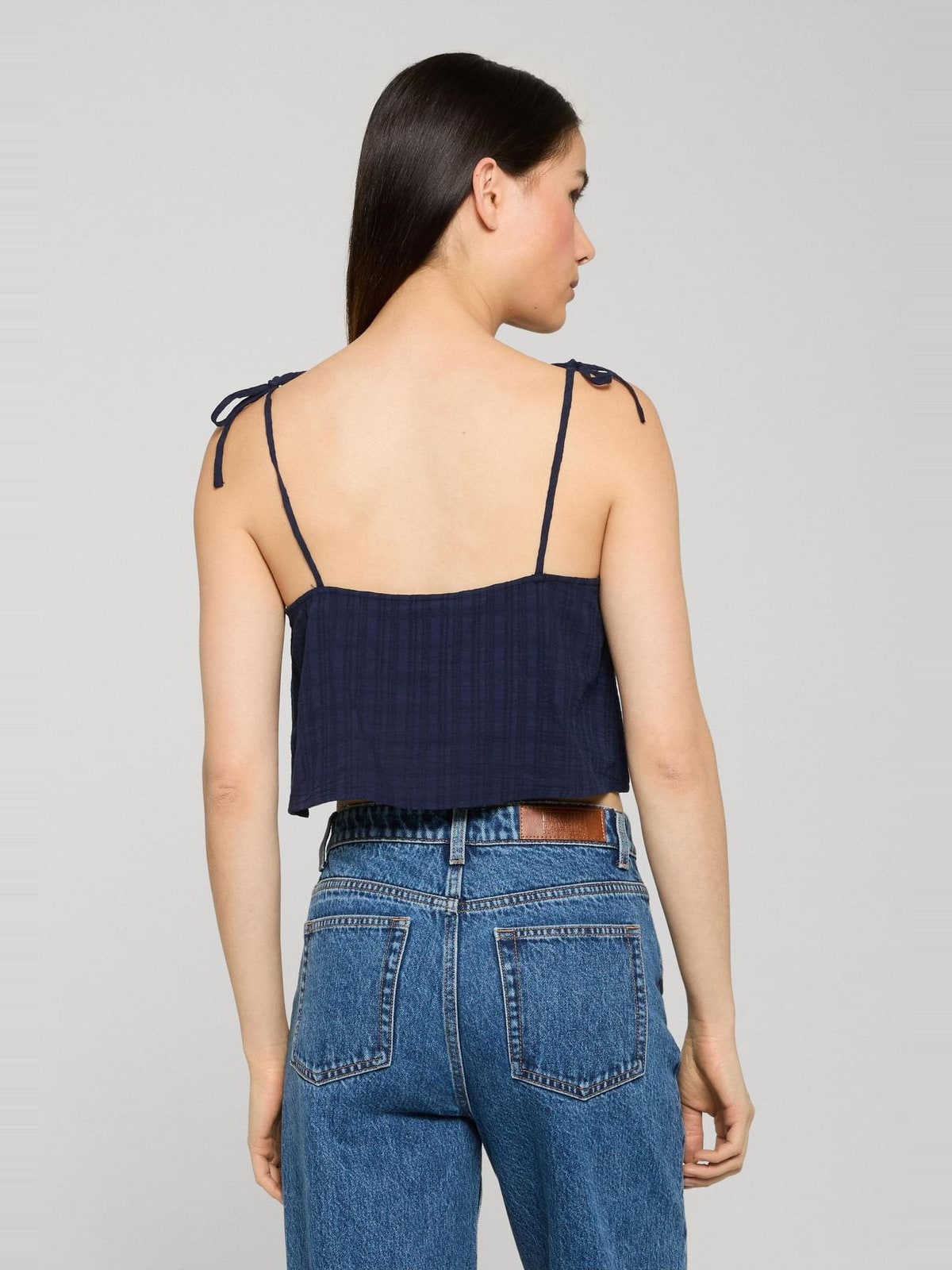 Γυναικείο cropped top Light Cotton με λεπτές τιράντες TB8375-00155 Urban Classics navy