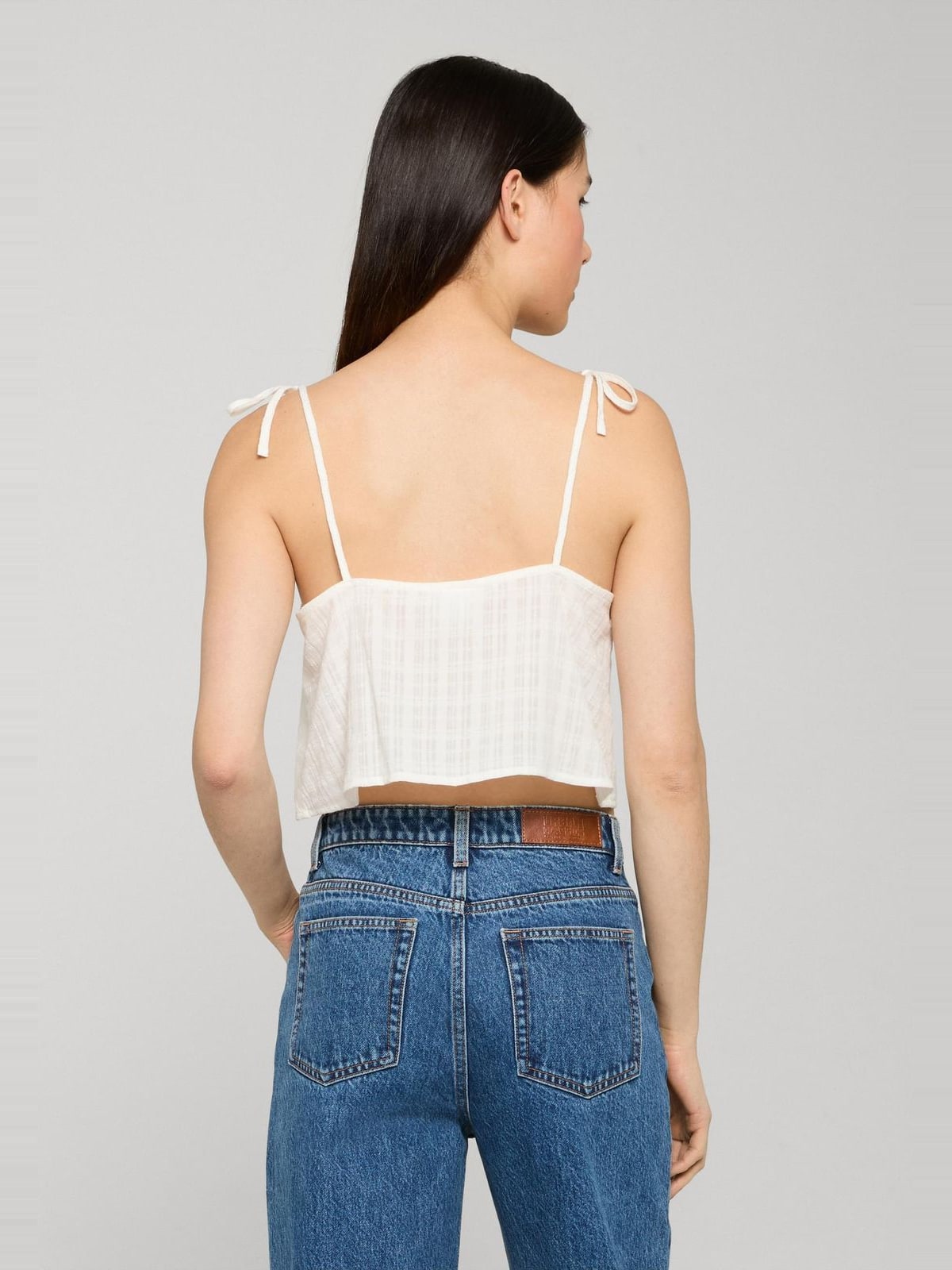 Γυναικείο cropped top Light Cotton με λεπτές τιράντες TB8375-00220 Urban Classics white