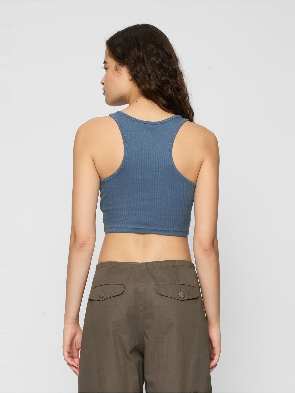 Cropped Rib Top 2-Pack με ριγωτή υφή TB1498A-14070 Urban Classics vintageblue+black