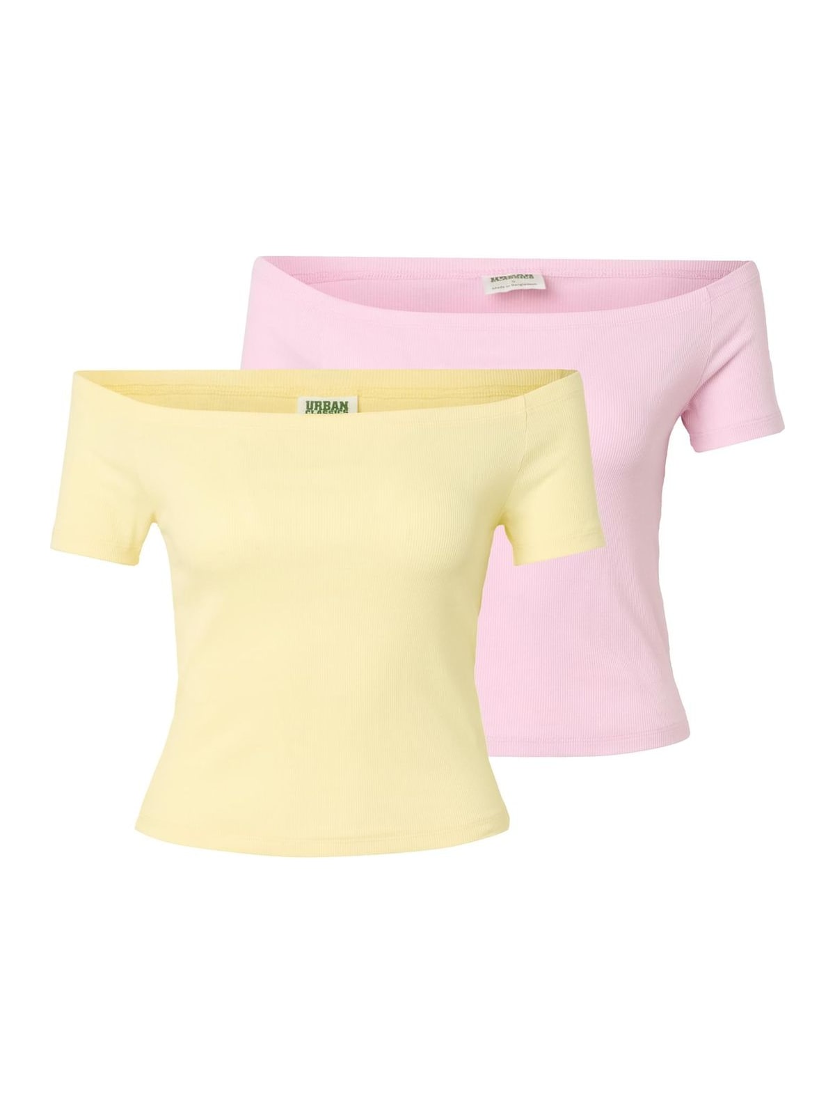 Off Shoulder Rib Tee 2-Pack με άνετη εφαρμογή TB6184A-22222 Urban Classics blushedrose+paleyellow