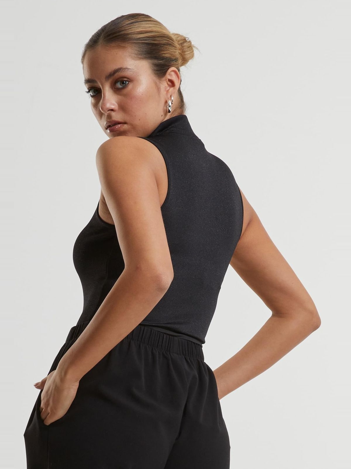 Ladies Glitter High Neck Body με γυαλιστερή υφή TB6993-00007 Urban Classics black