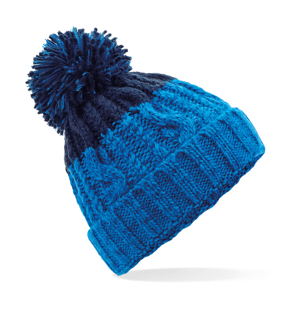 Σκούφος B437 Beechfield Apres με Pom Pom Azure Blue/Oxford Navy